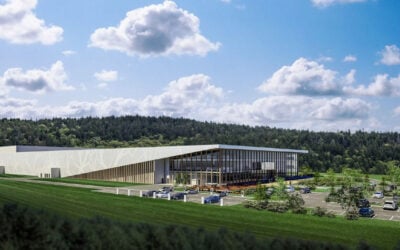 A render of Morrow Batteries' first gigafactory, from when it raised €100 million from Siemens Financial Services and ABB in May 2022. Image: Morrow Batteries.